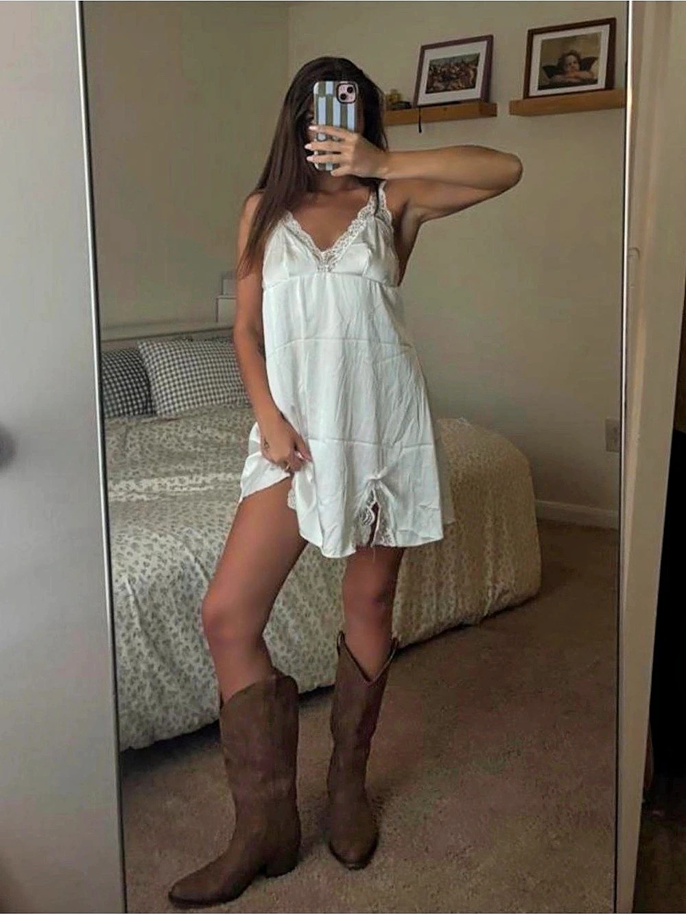 Vintage Lace Trim Babydoll Dress